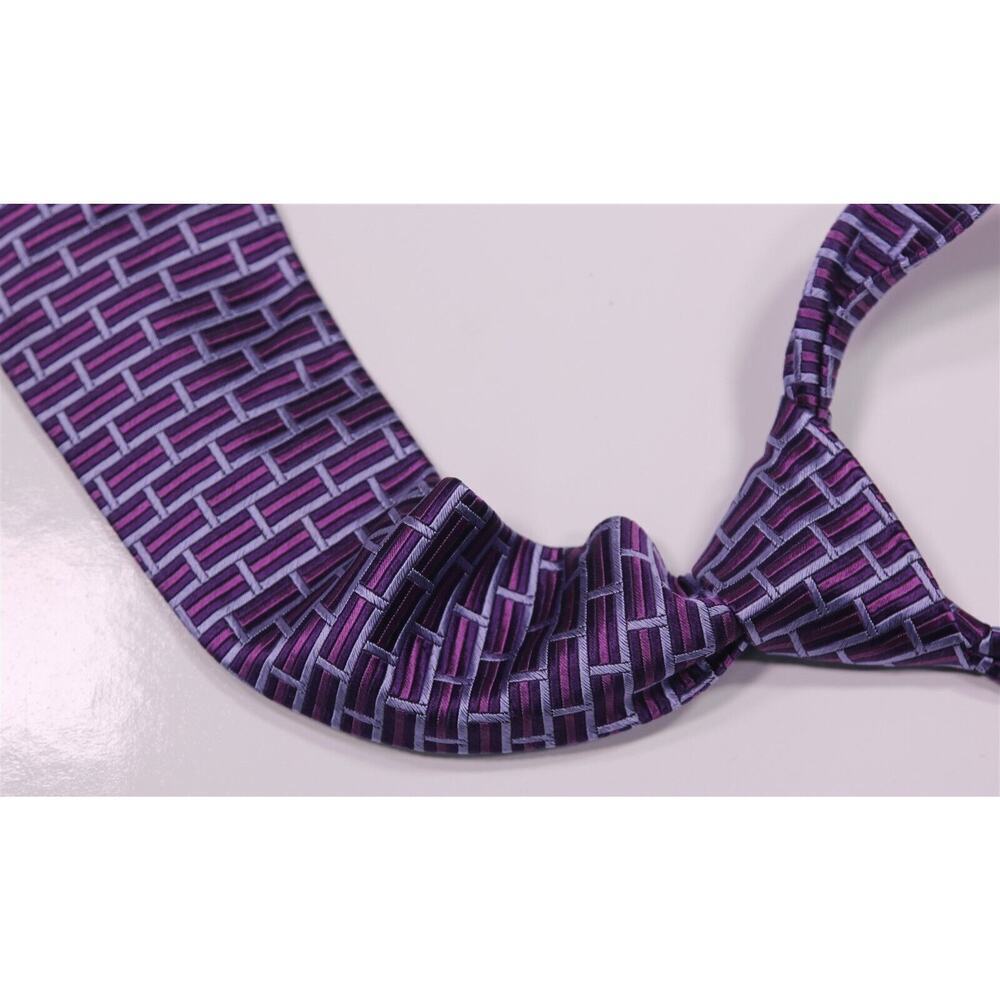 Timothy Everest Purple/Pink Brick Jacquard Design Silk Necktie Tie